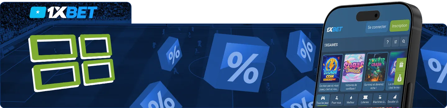 1xBet Welcome Bonus types